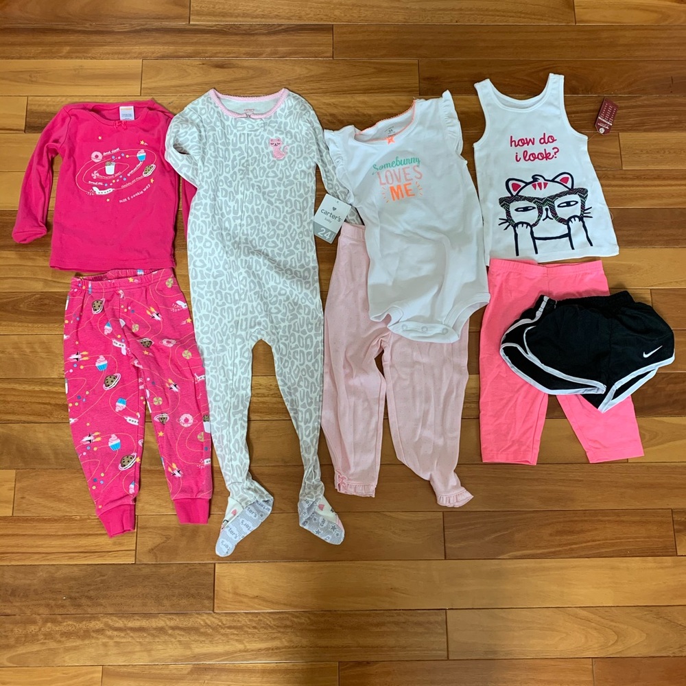 Lot Bundle of girl pajamas shirt shorts